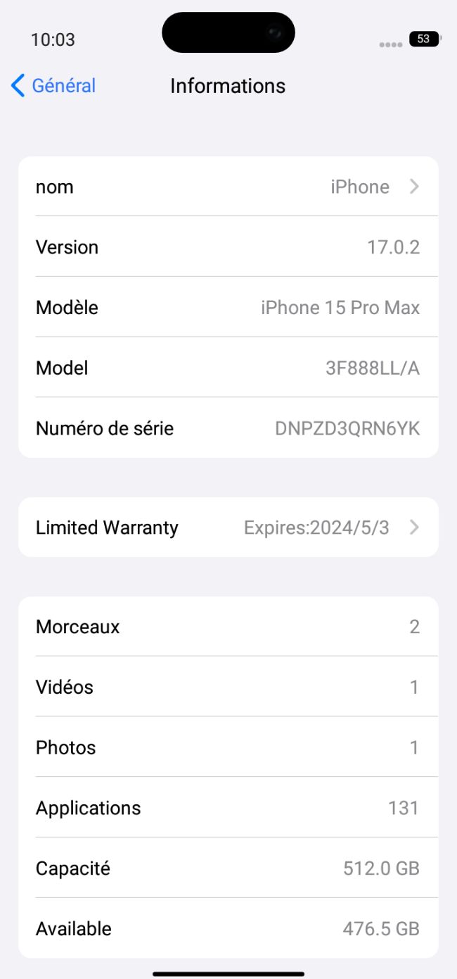 iphone 15 pro max memoire 512g